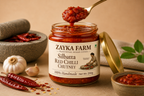 Zayka Farm Silbatta Red Chilli Chutney – 100% Handmade Homemade Stone-Ground Garlic Red Chilli Chutney in Glass Jar